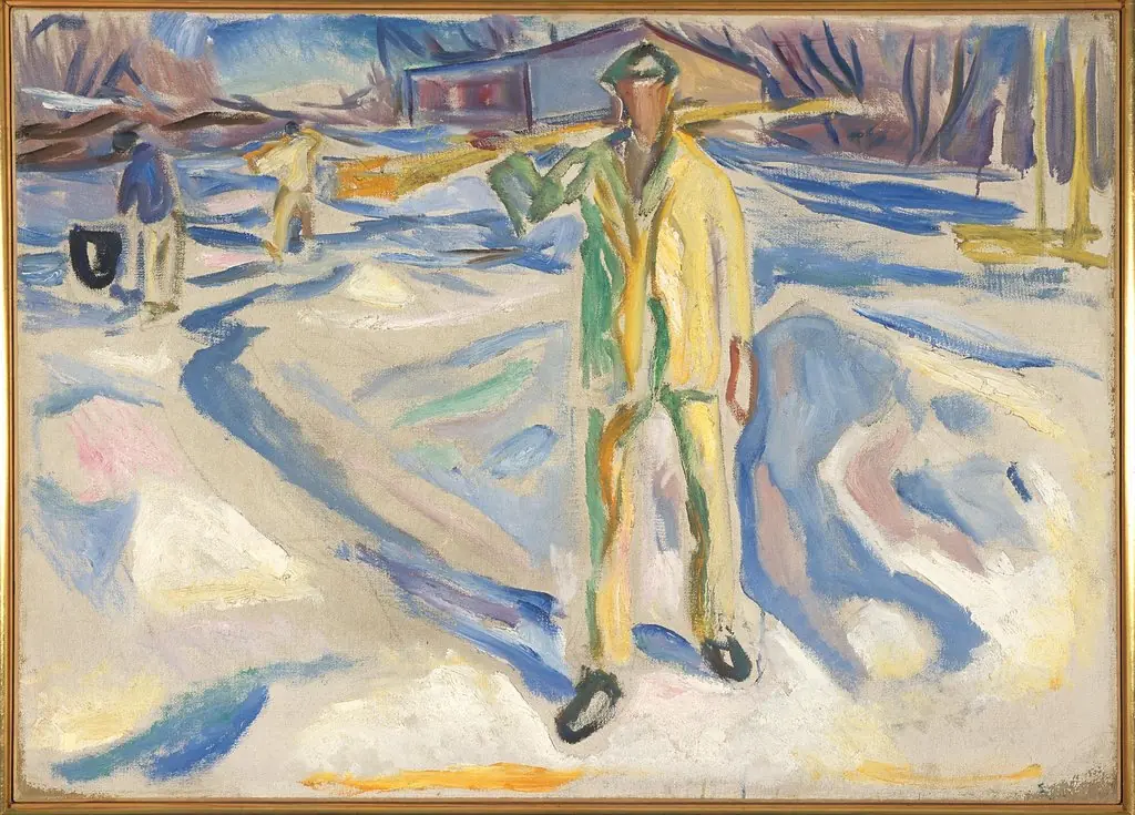 Building Workers in Snow