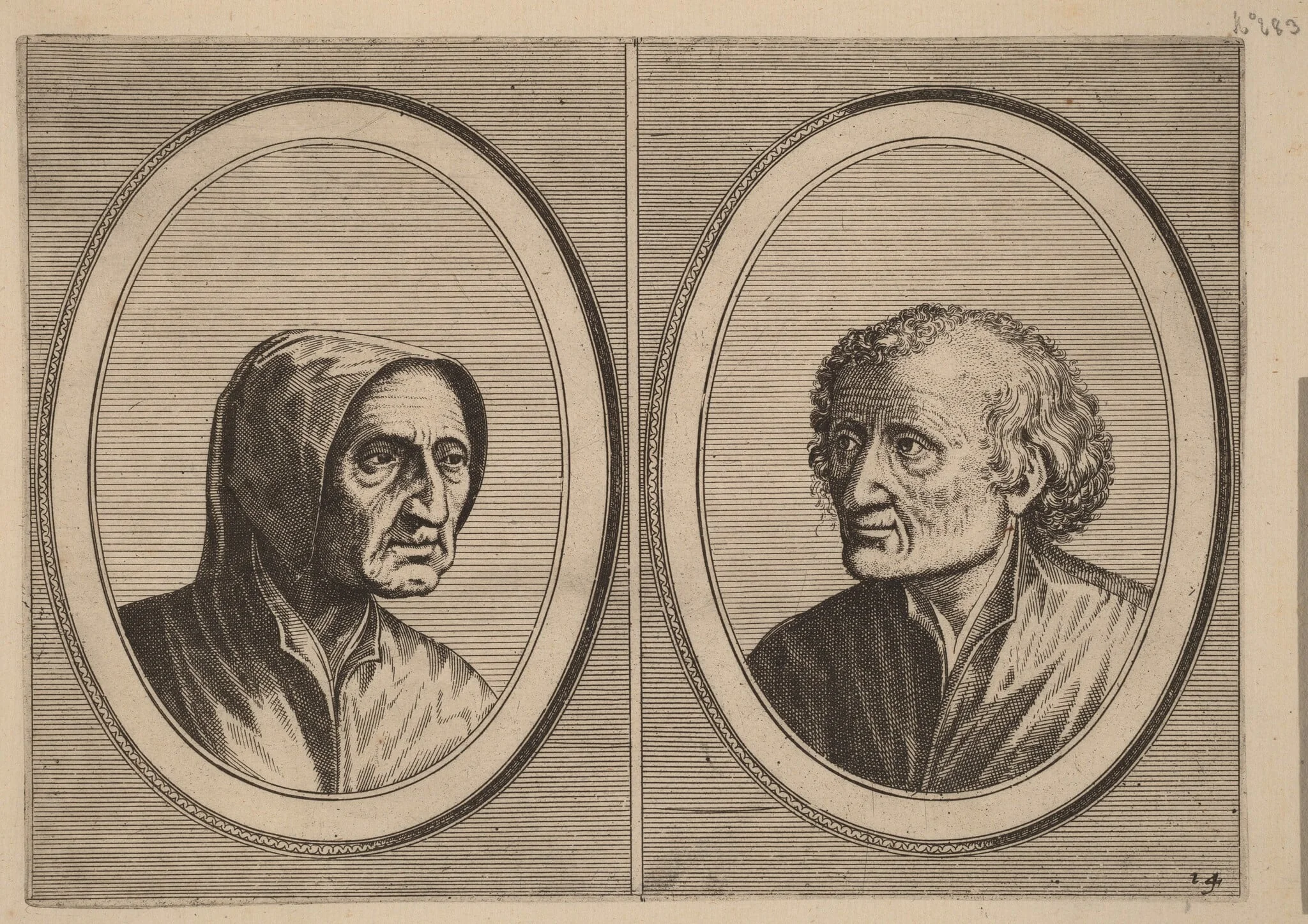 "Erlijcke Lyn" and "Snoepighe Steeve", by Lucas van Doetechum, ink, 1564