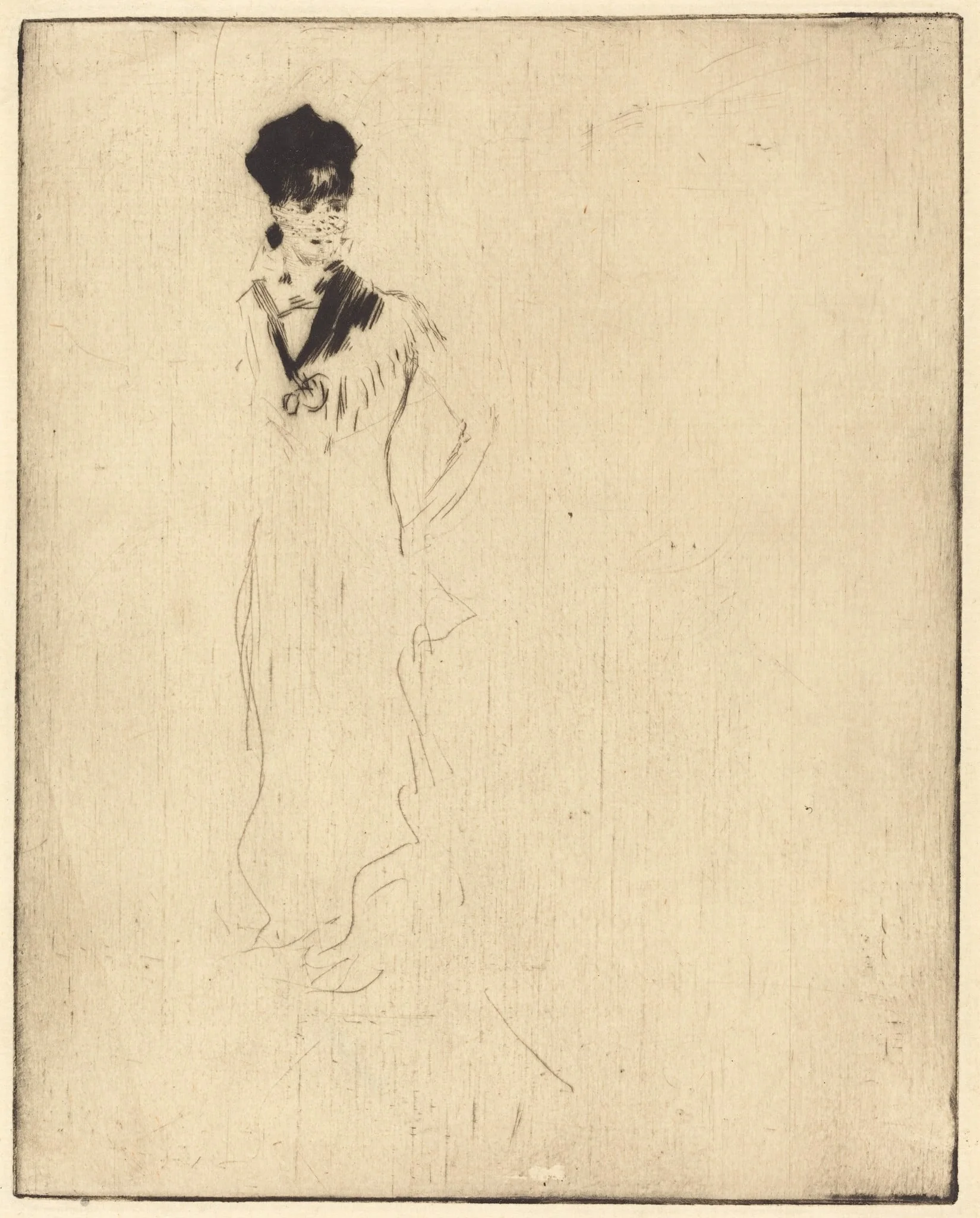 Sketch of a Young Lady in Violet (Esquisse de jeune femme a la violette), by Norbert Goeneutte, ink, 1874