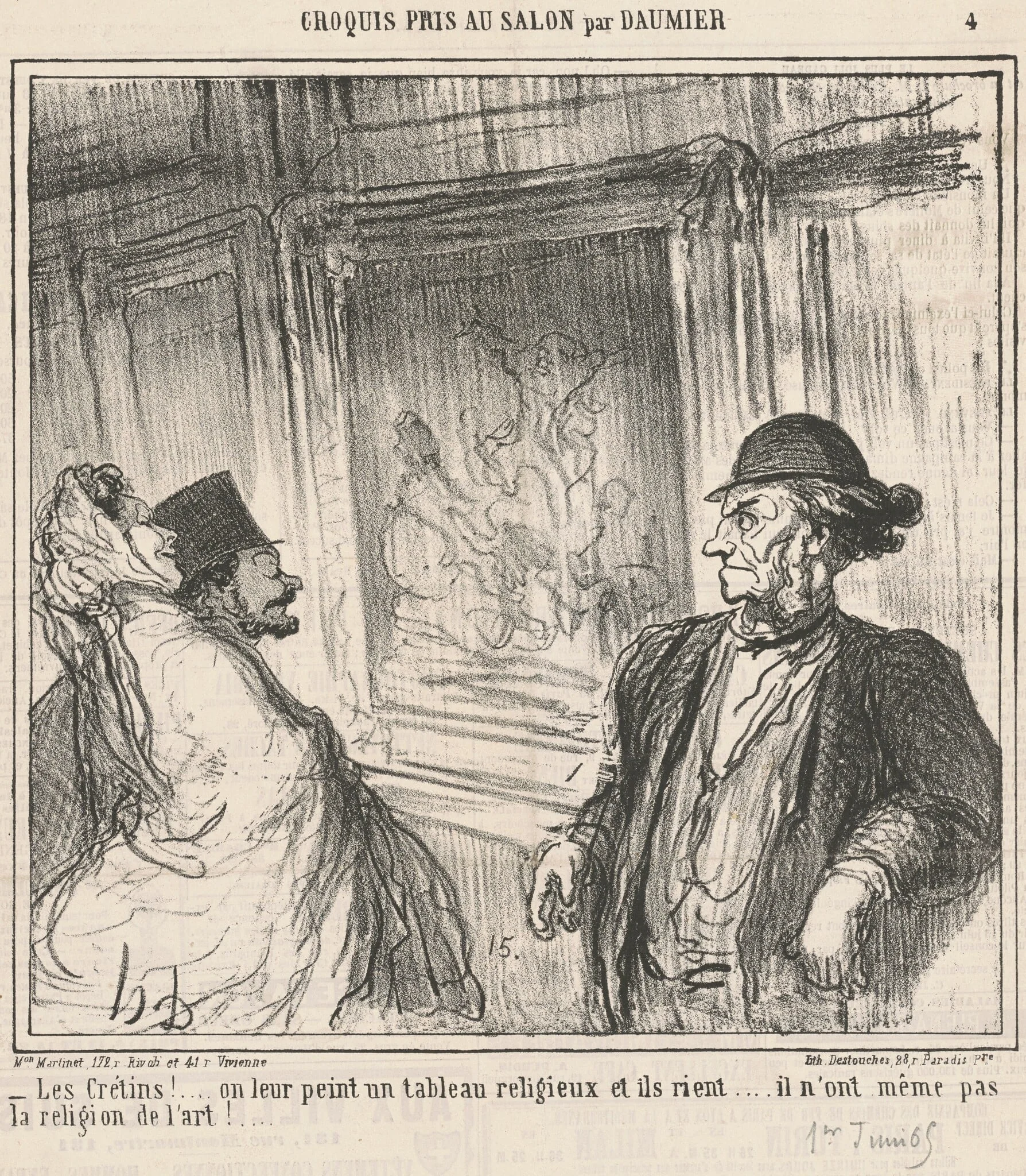 Les crétins! ... On leur peint un tableau ..., by Honoré Daumier, ink, 1865