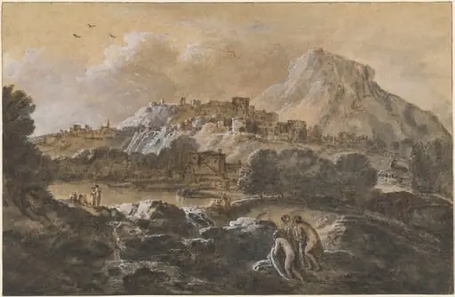 Mountainous River Landscape with Bathers