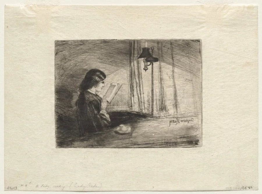 A Lady Reading, by Francis Seymour Haden, 1868