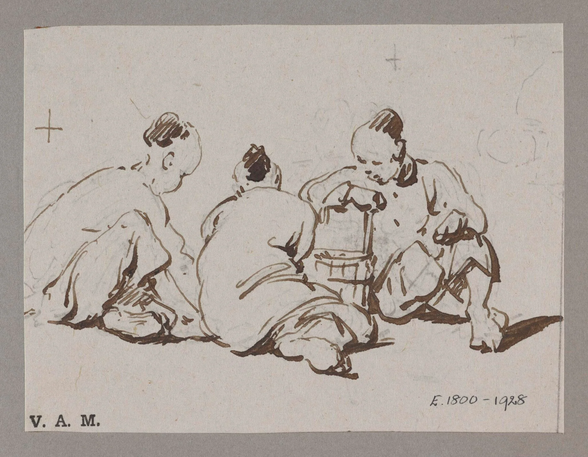 Three seated figures, by George Chinnery, 19