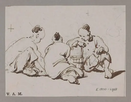 Three seated figures
