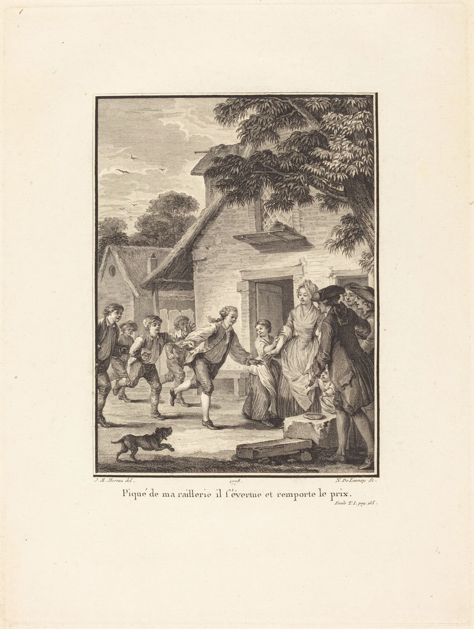 Piqué de ma raillerie, il s'évertue et remporte le prix, by Nicolas Delaunay, ink, 1778