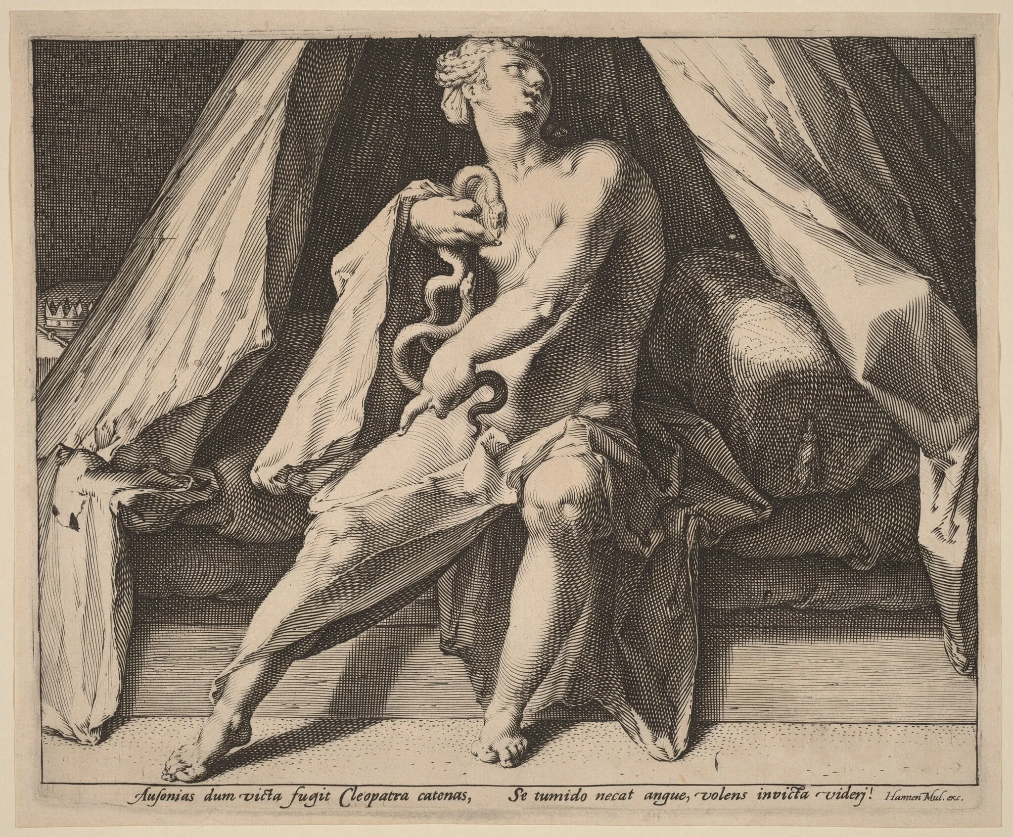 Cleopatra, by Jan Muller, ink, 1592