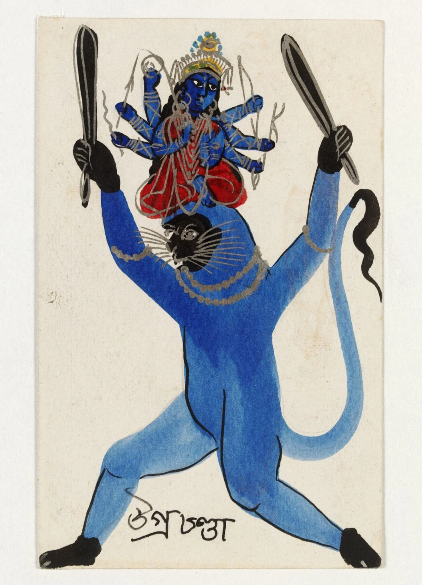 Ugrachandra and Hanuman, by Unknown, paint, 1890