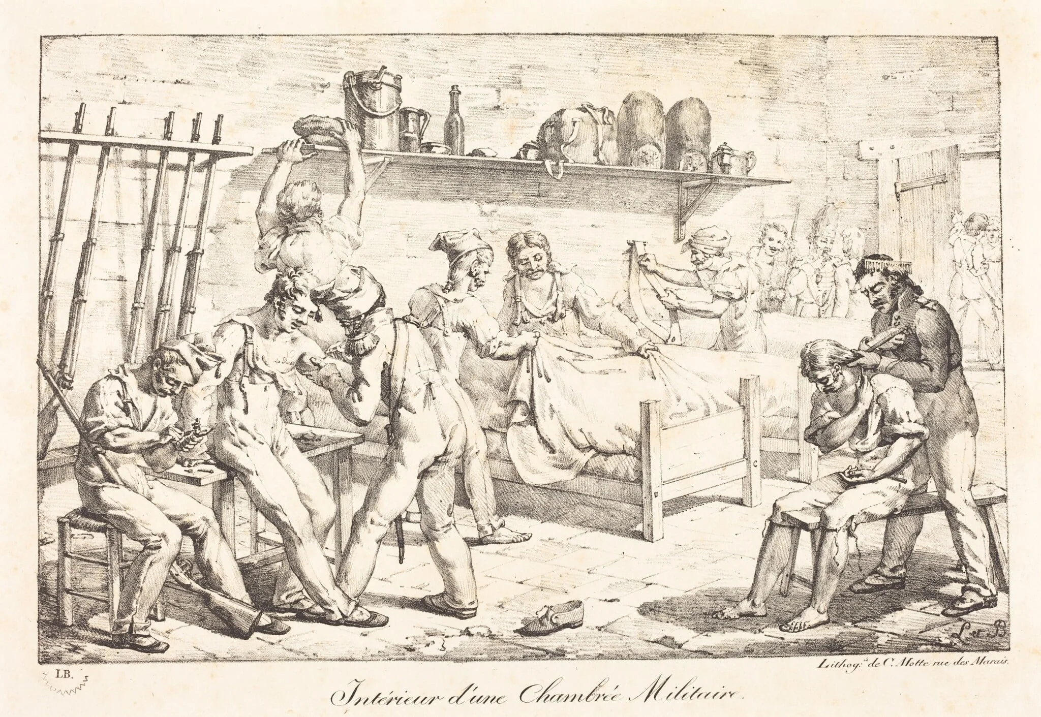 Interior of a Military Chamber, by Louis-Albert-Guillain Baron Bacler d'Albe, ink, 1792