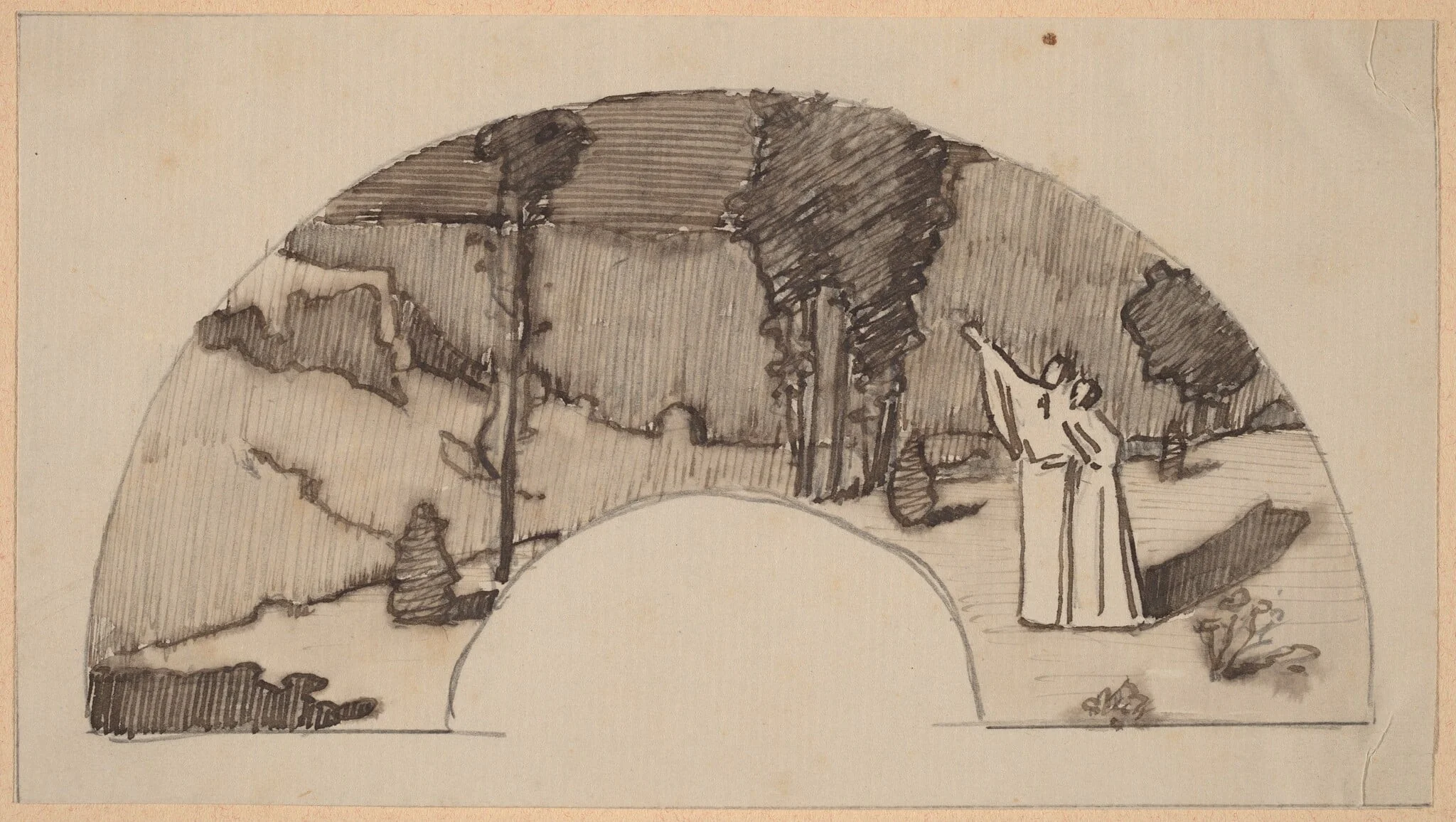 Study for an Archway, by Charles Sprague Pearce, ink, 1894