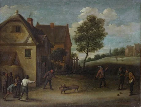 Playing skittles, by David Teniers the Younger, oil, 1650