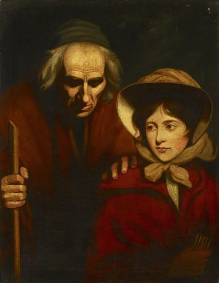 The blind Beggar of Bethnal Green and his Daughter, by John Opie, oil, 1794