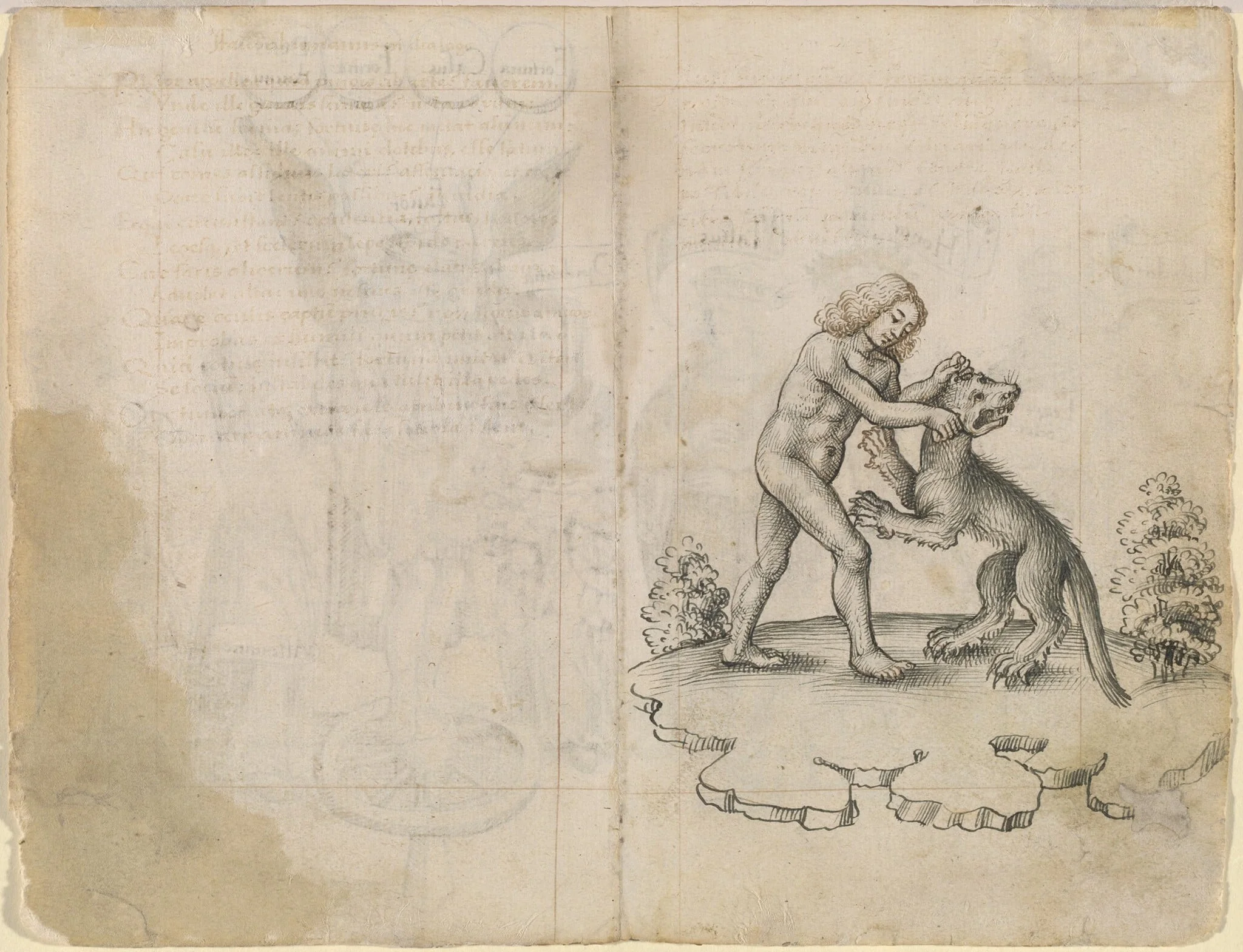 "I Am Holding a Wolf by the Ears" (verso), by French early 16th Century, ink, 1514
