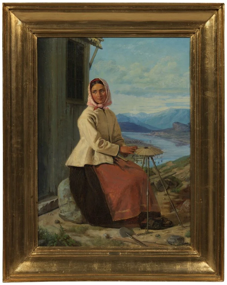 Woman with Handwork outside a Fisherman’s Hut