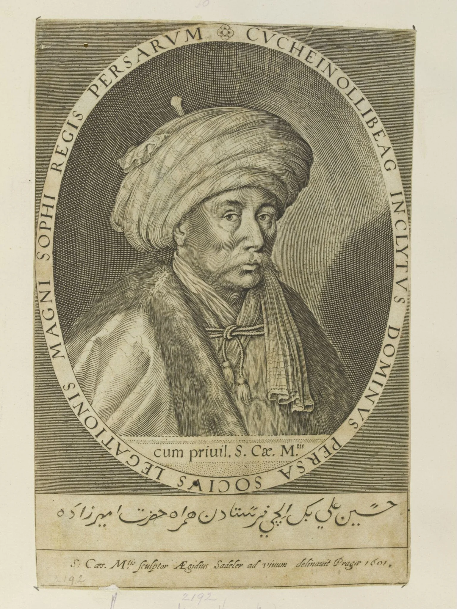 Husayn `Ali Beg, by Aegidius Sadeler II, 1605