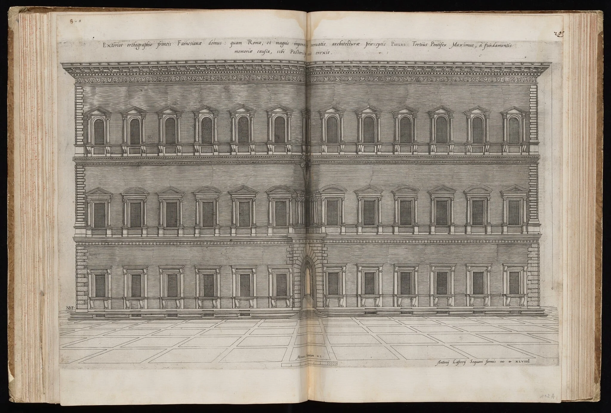 Palazzo Farnese, by Nicolas Beatrizet, ink, 1549