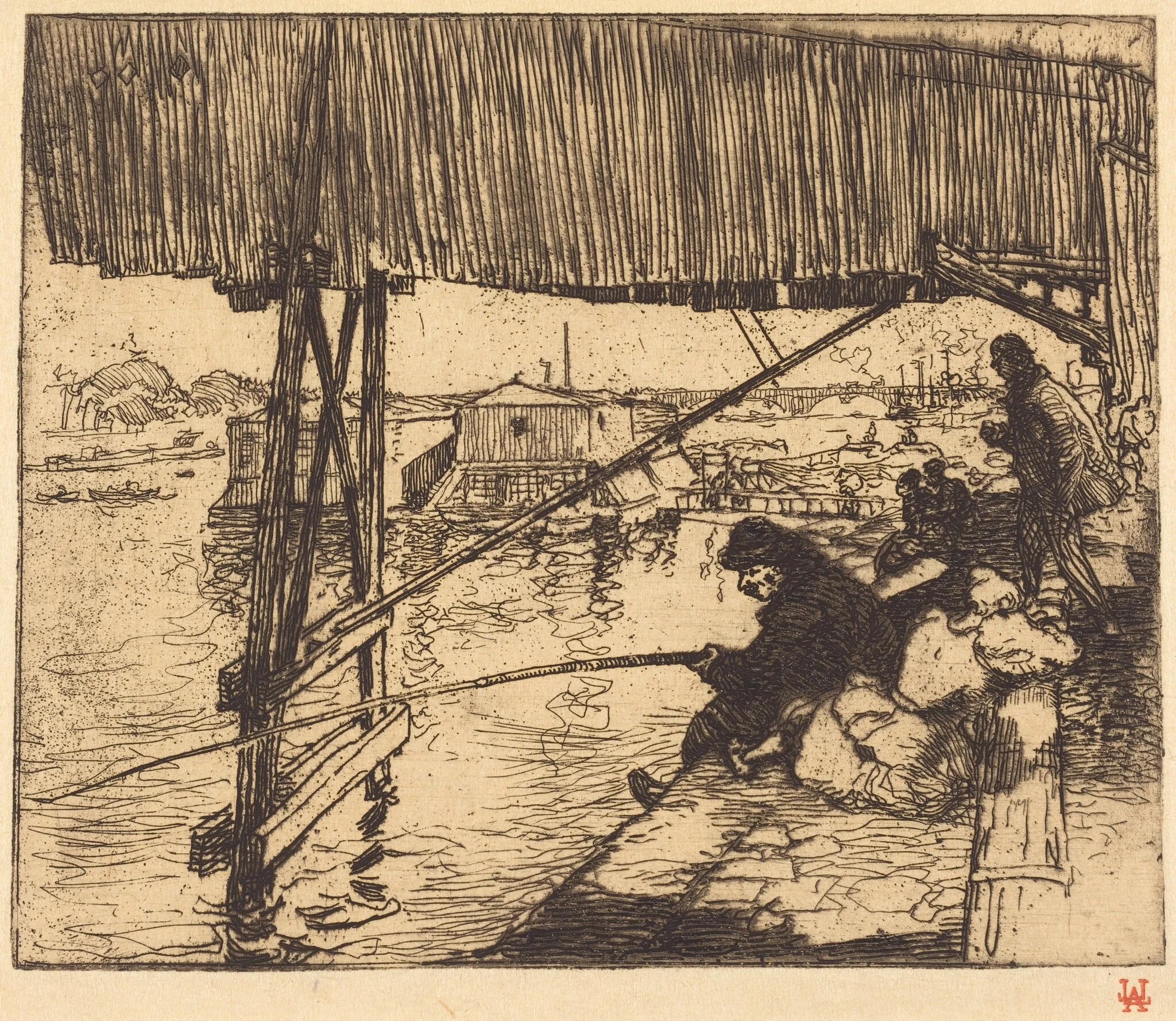 Under the Bridge of Bercy (Sous le pont de Bercy), by Auguste Lepère, ink, 1894