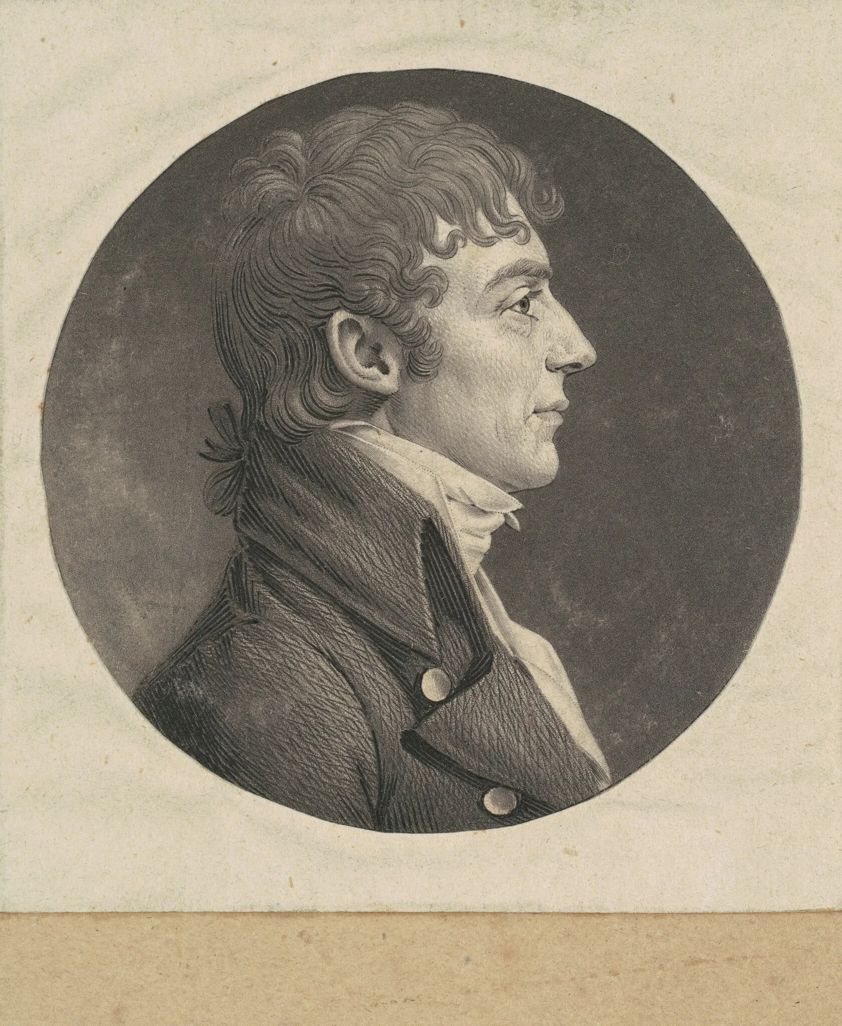 Unidentified Man, by Charles Balthazar Julien Févret de Saint-Mémin, ink, 1800