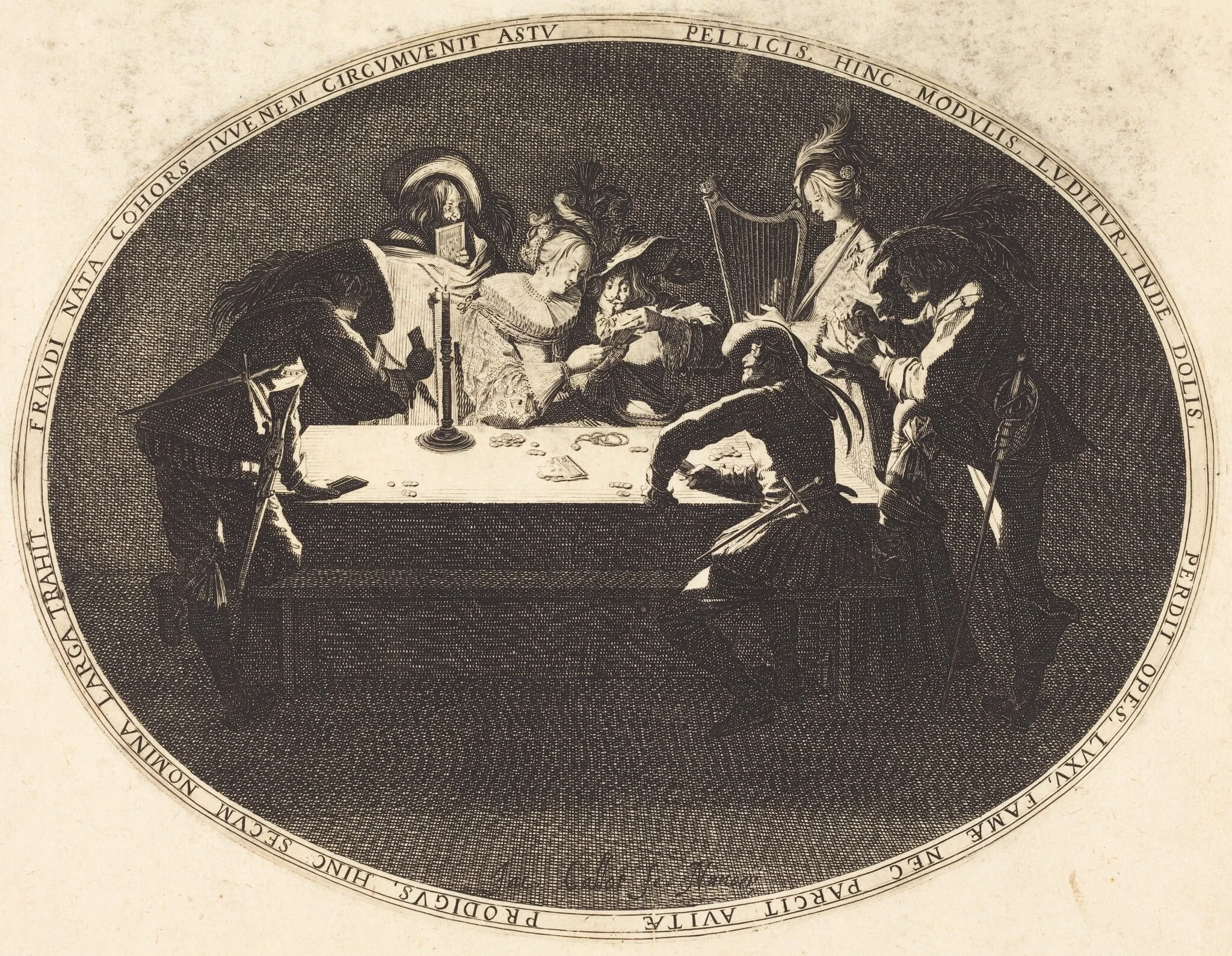 The Card Players, by Jacques Callot, ink, 1628