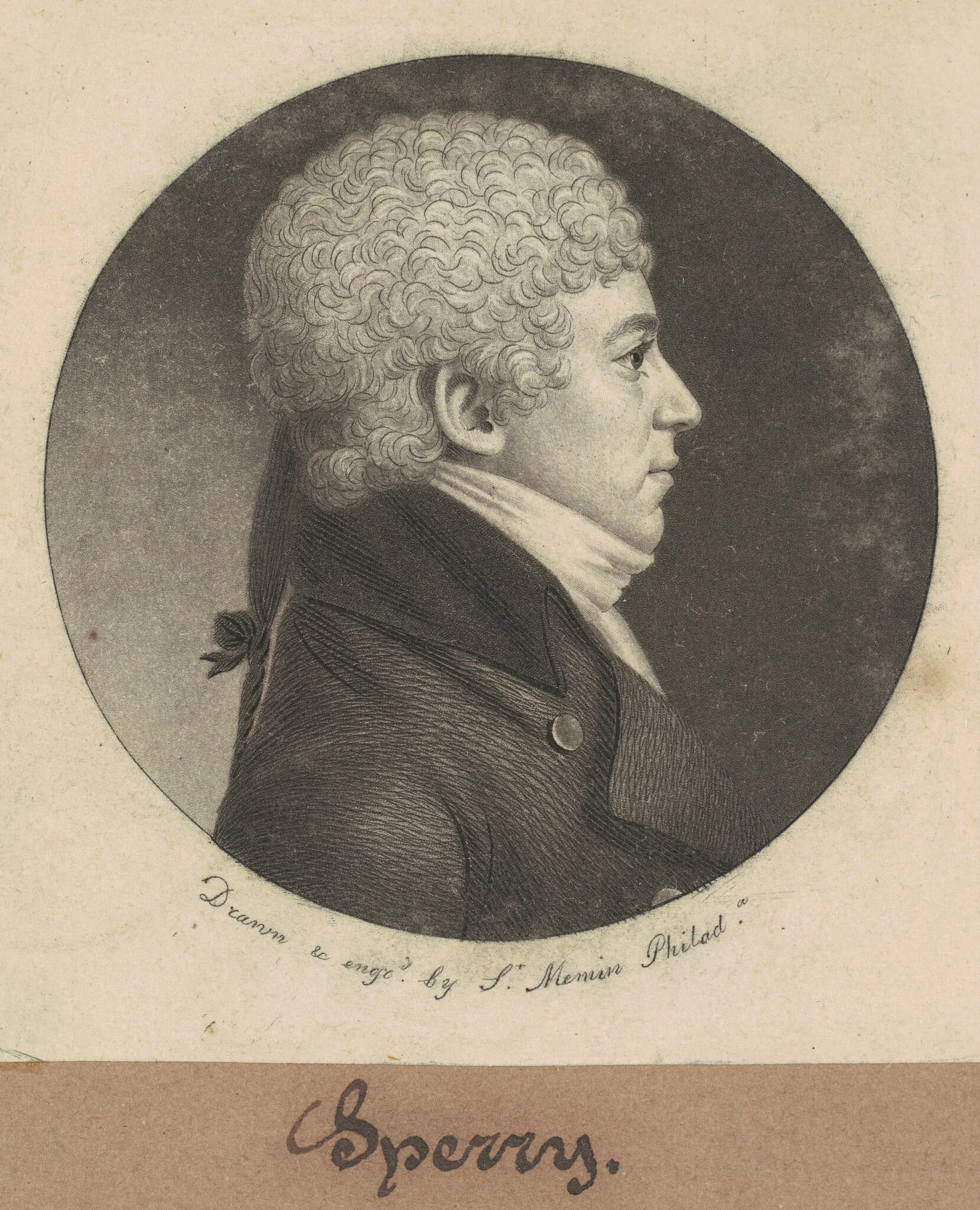 Jacob Sperry, by Charles Balthazar Julien Févret de Saint-Mémin, ink, 1800