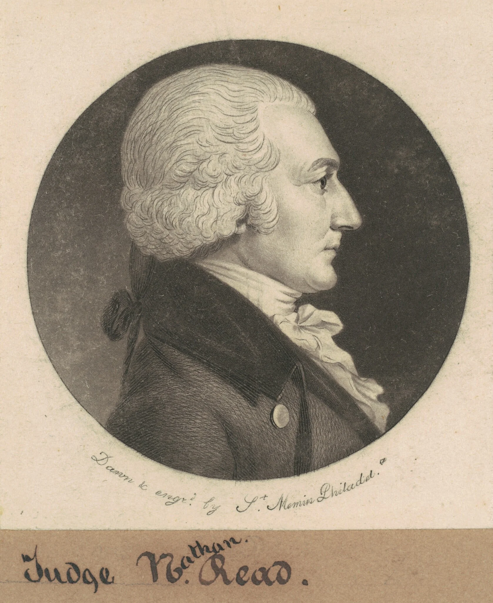 Nathan Read, by Charles Balthazar Julien Févret de Saint-Mémin, ink, 1800