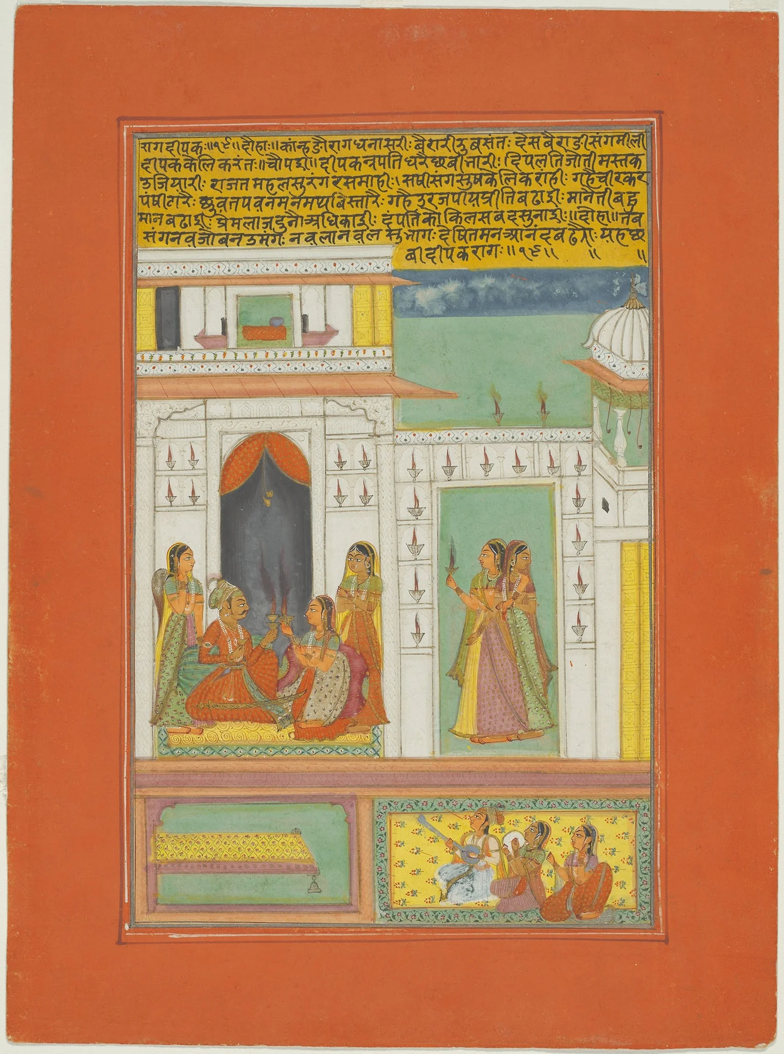 Raga Dipak, Page from a Jaipur Ragamala Set, by Unknown, unspecified, 1757