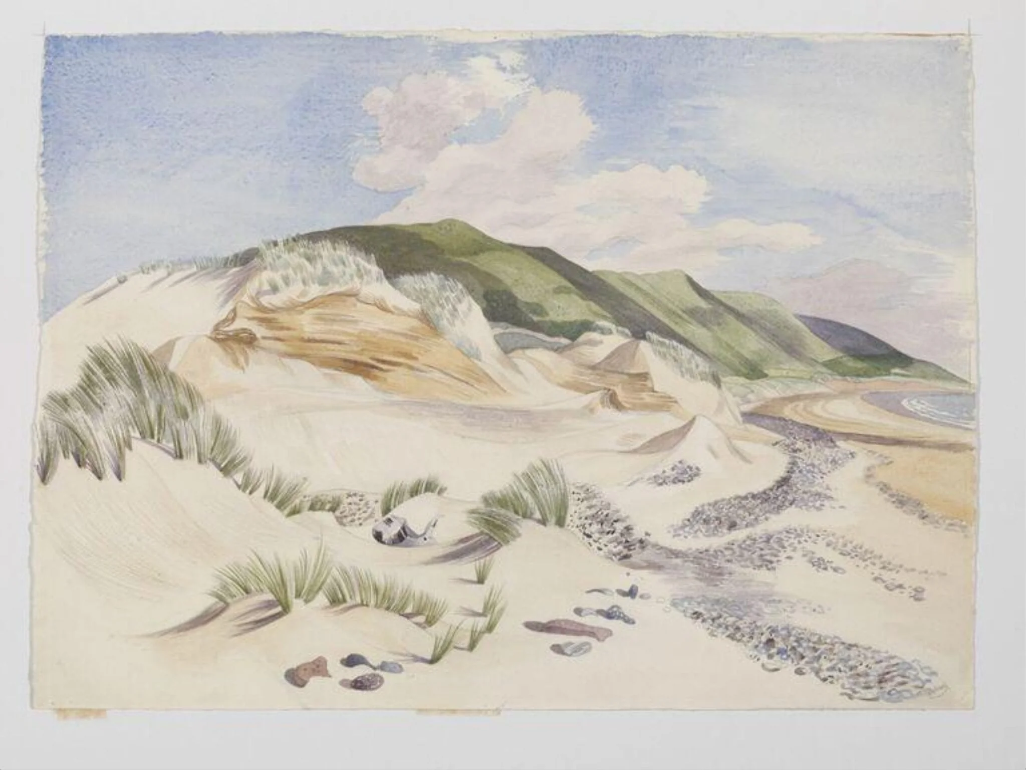 The Beach, Llangennith, by John Northcote Nash, watercolor, 1940