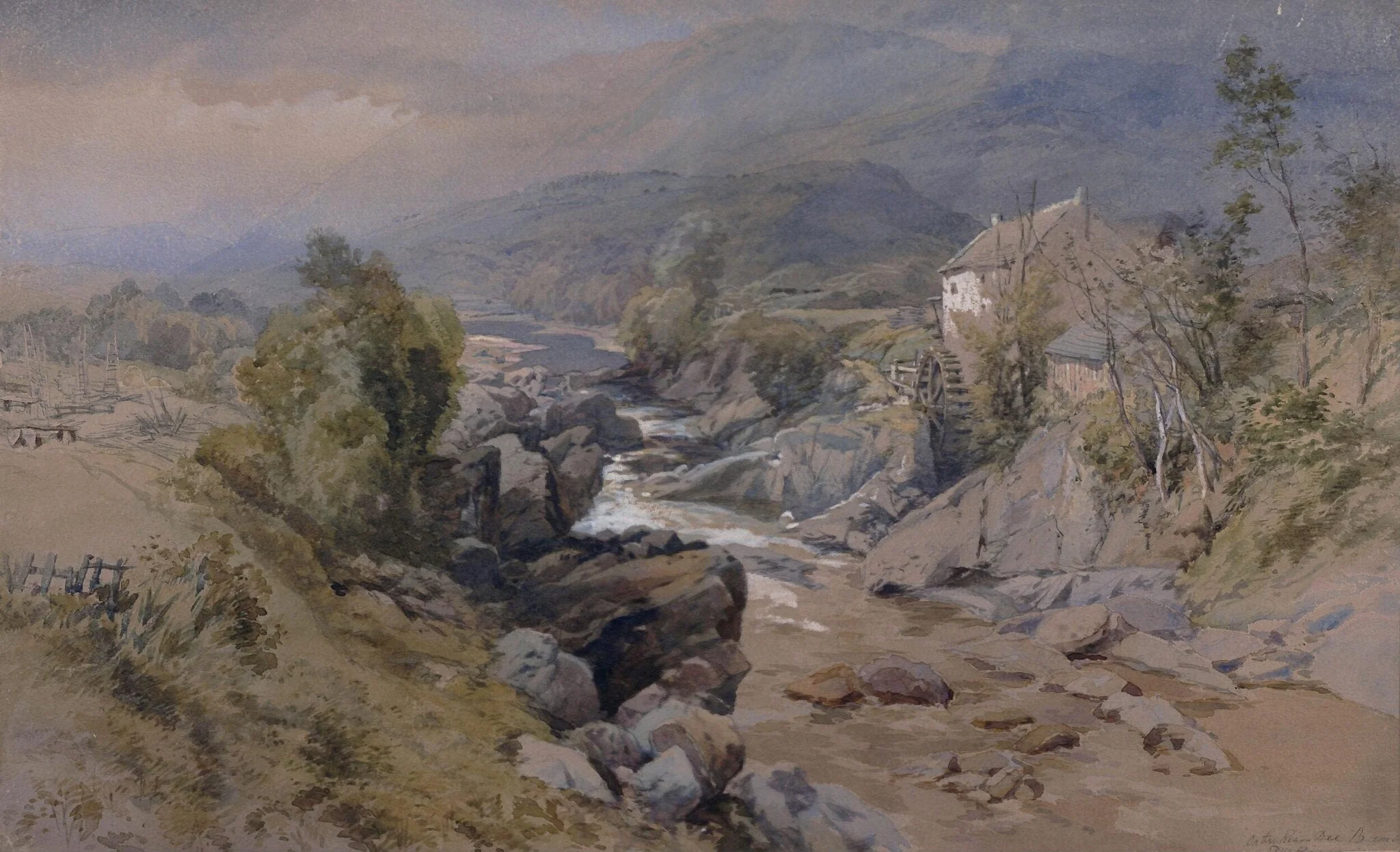 On the River Dee, Braemar, by Thomas Miles Richardson, watercolor, 1850
