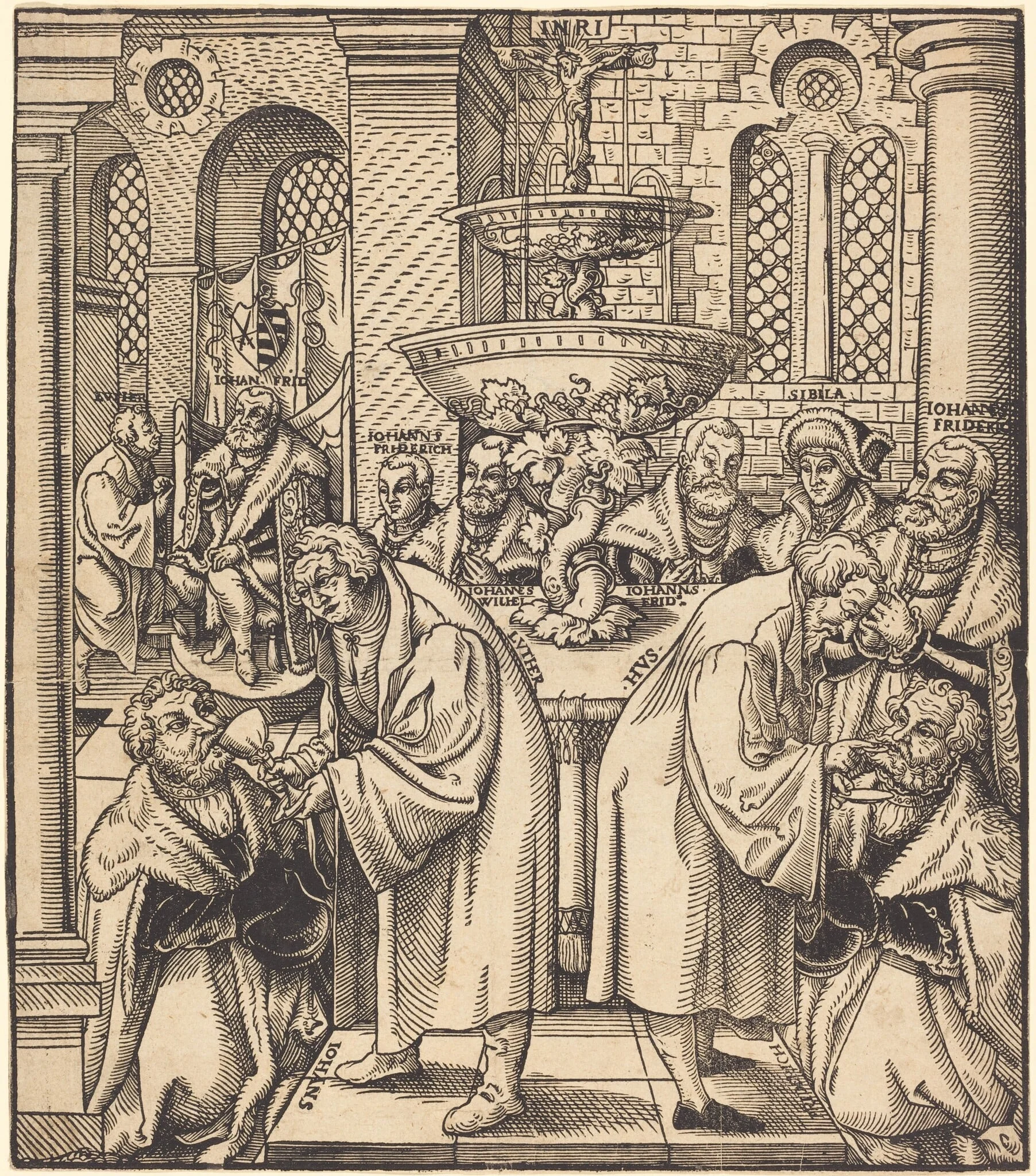 The Reformers Luther and Hus Giving Communion to the Princes of the House of Saxony, by Lucas Cranach the Elder, ink, 1512