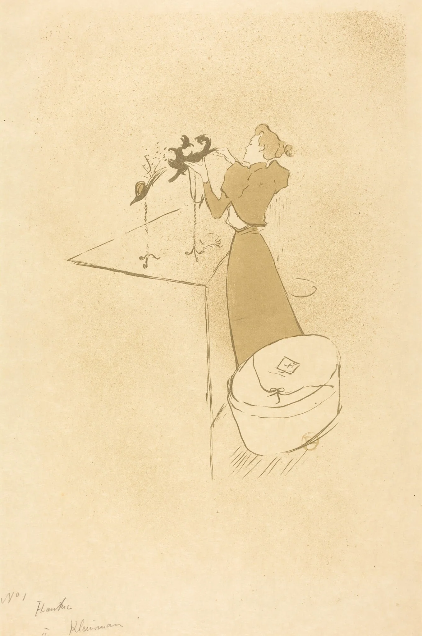 The Milliner (La Modiste - Renée Vert), by Henri de Toulouse-Lautrec, ink, 1893