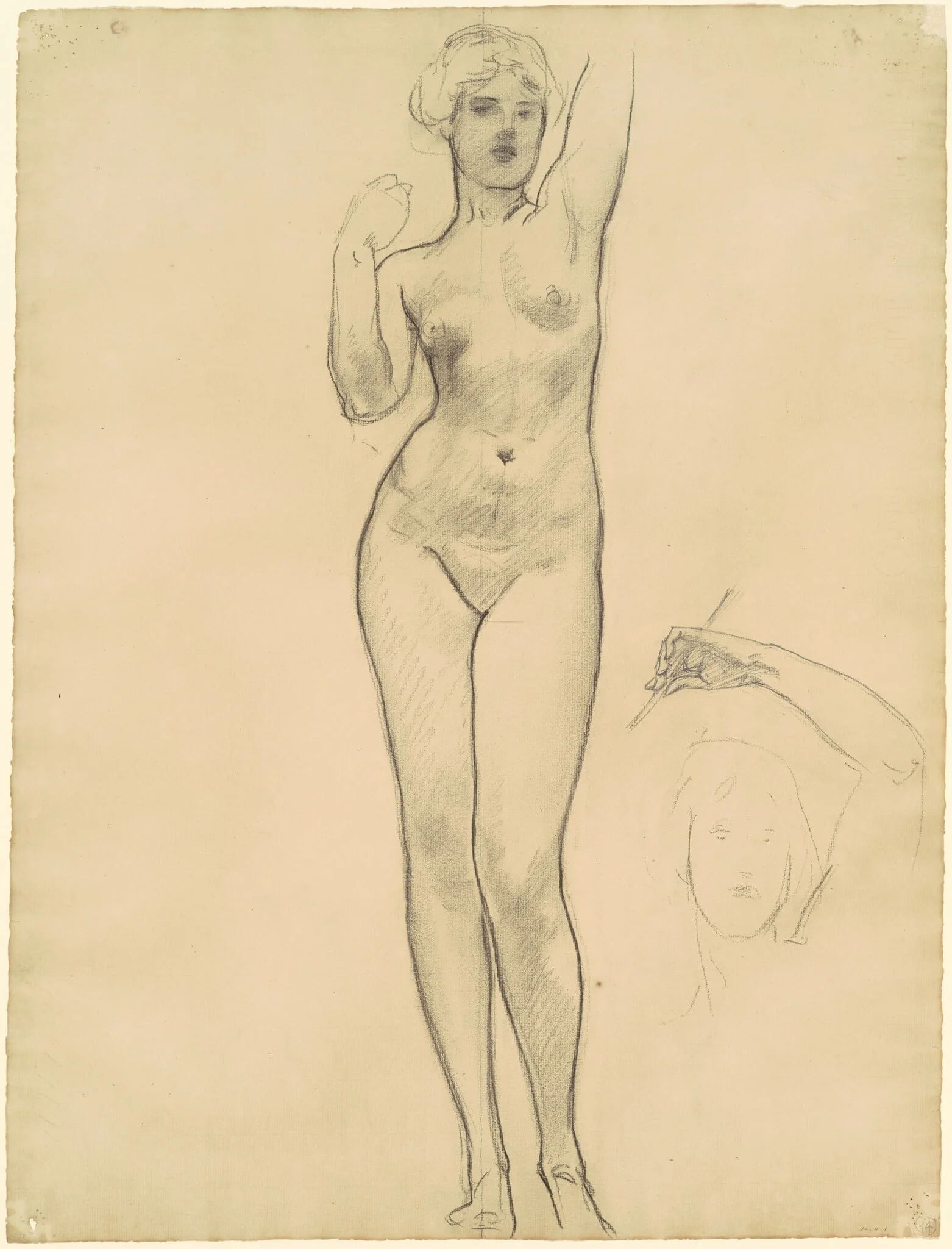Studies of Aphrodite for "Aphrodite and Eros", by John Singer Sargent, charcoal, 1920