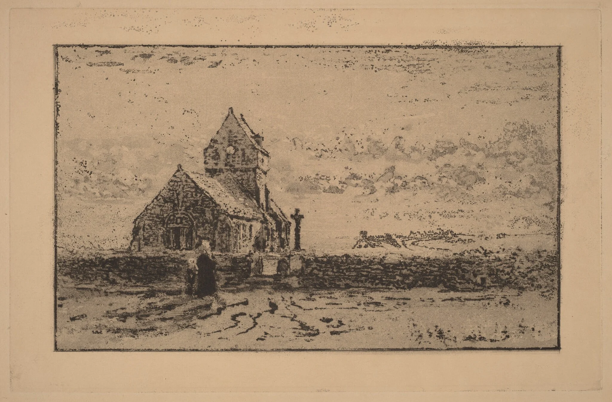 L'Église de Jobourg, by Félix-Hilaire Buhot, ink, 1887