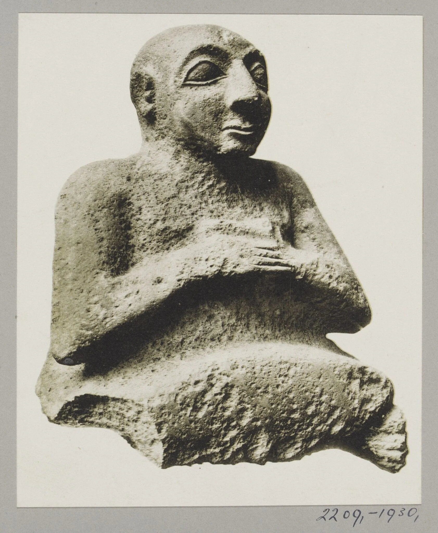 Sumerian limestone statue of Kurlil, ca. 2500 B.C., British Museum, by Unknown, photographic, 1924