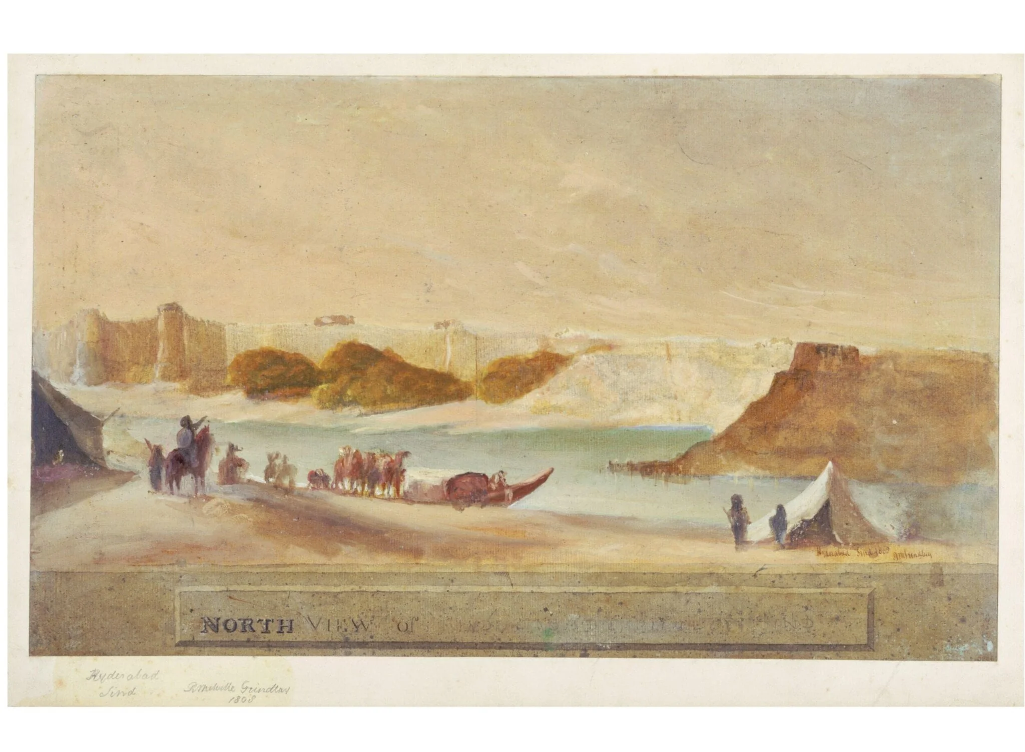 The Fort orf Hyderabad across the Indus River (Sind), by Grindlay, paint, 1808
