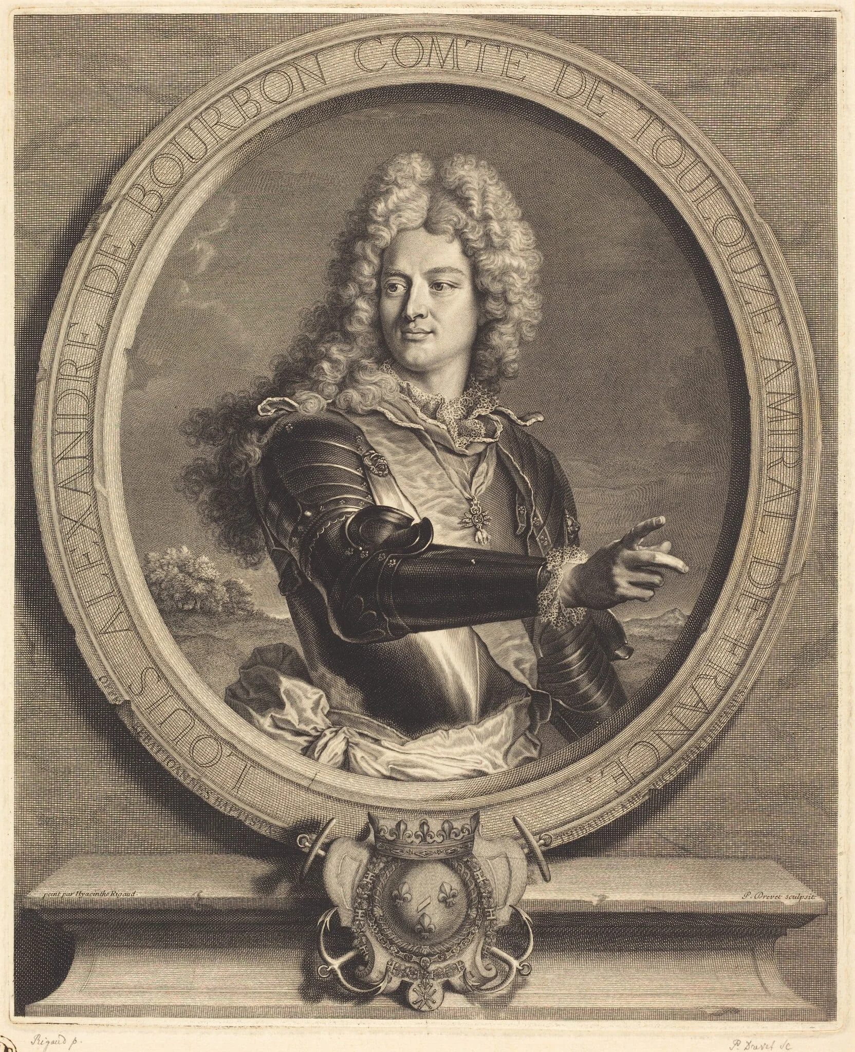 Louis-Alexandre de Bourdon, comte de Toulouse, by Pierre Drevet, ink, 1714