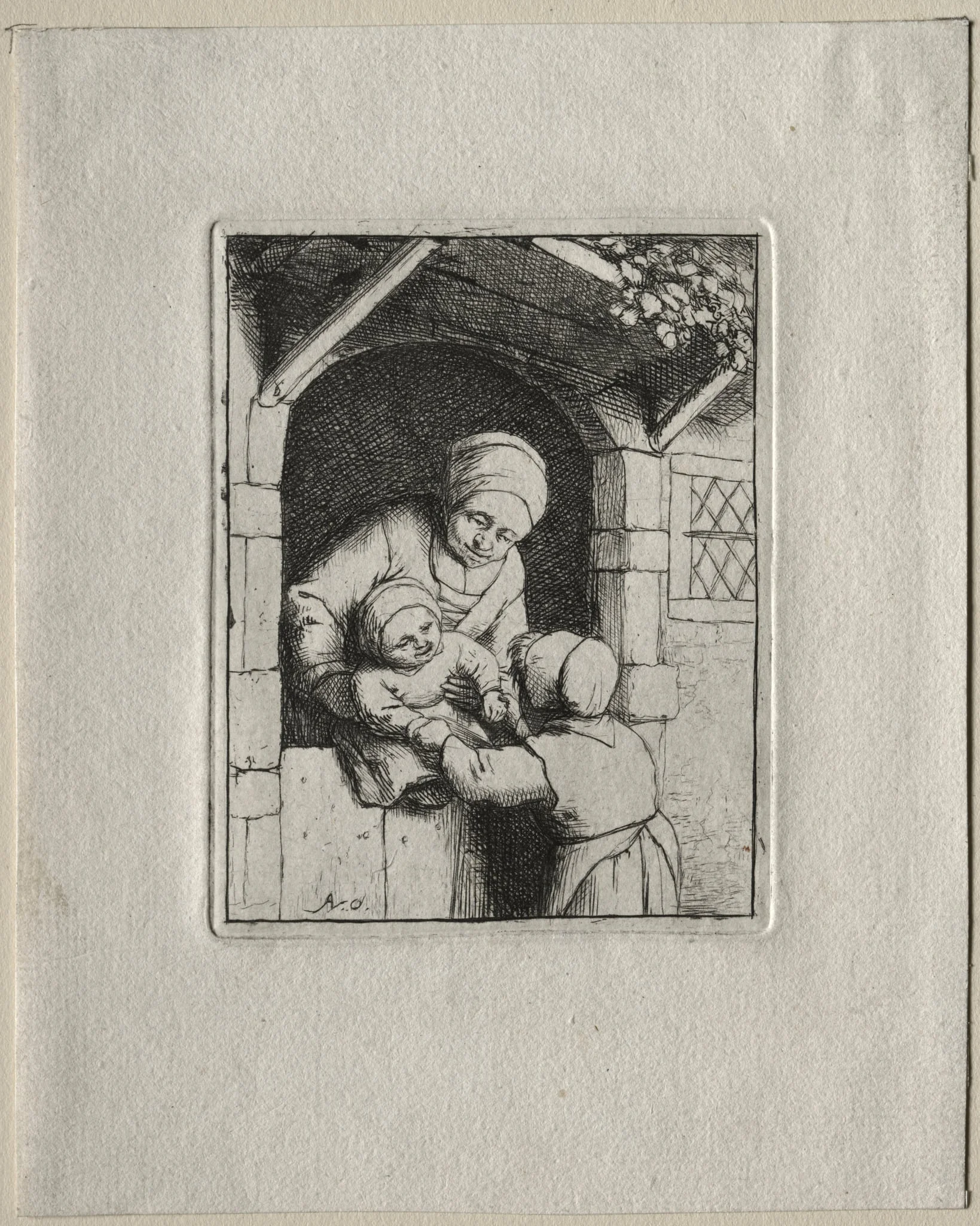 Mother and Two Children, by Adriaen van Ostade, 1675
