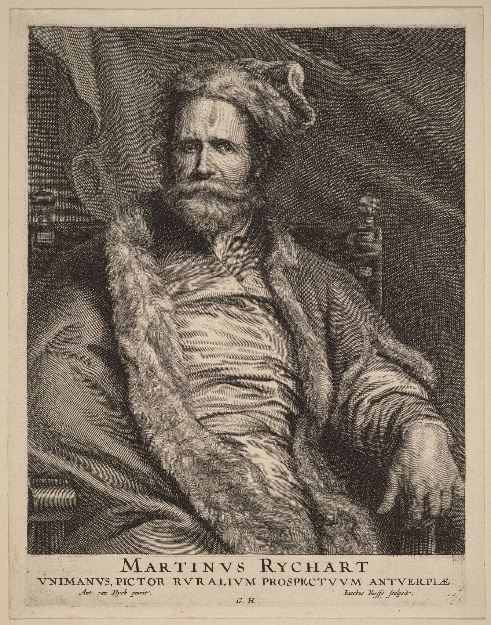 Martin Rijckaert, by Jacobus Neeffs, ink, 1634