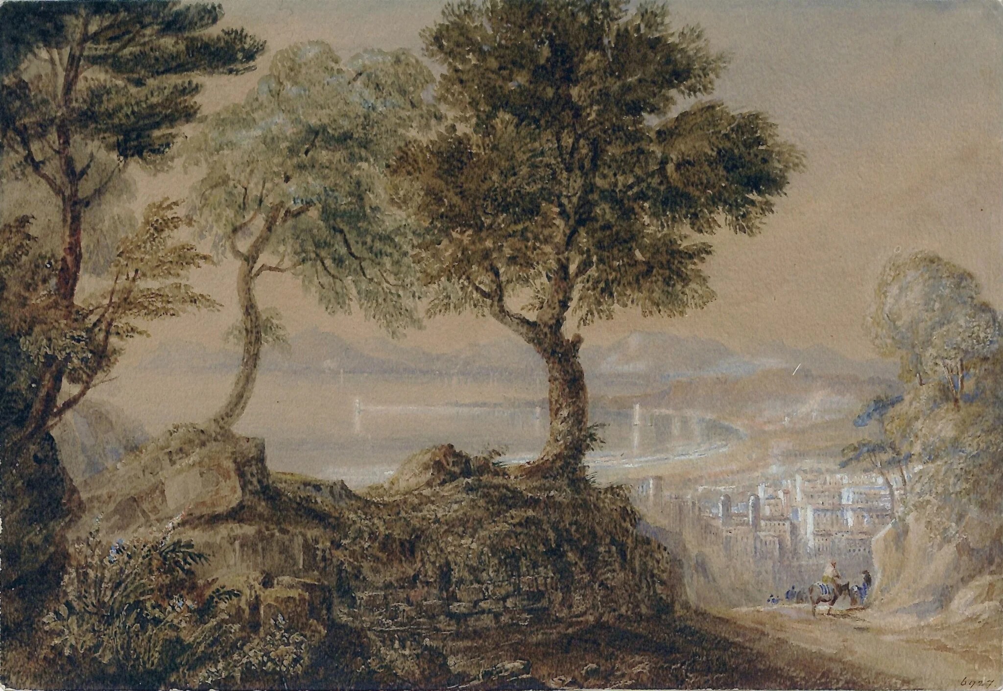 Bay of Spezia, by Unknown, watercolor, 1850