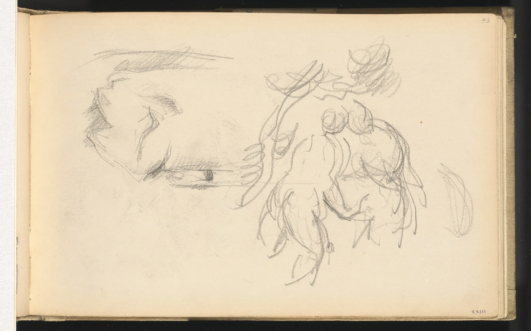 Women Bathers and a Roll of Paper, by Paul Cezanne, graphite, 1884