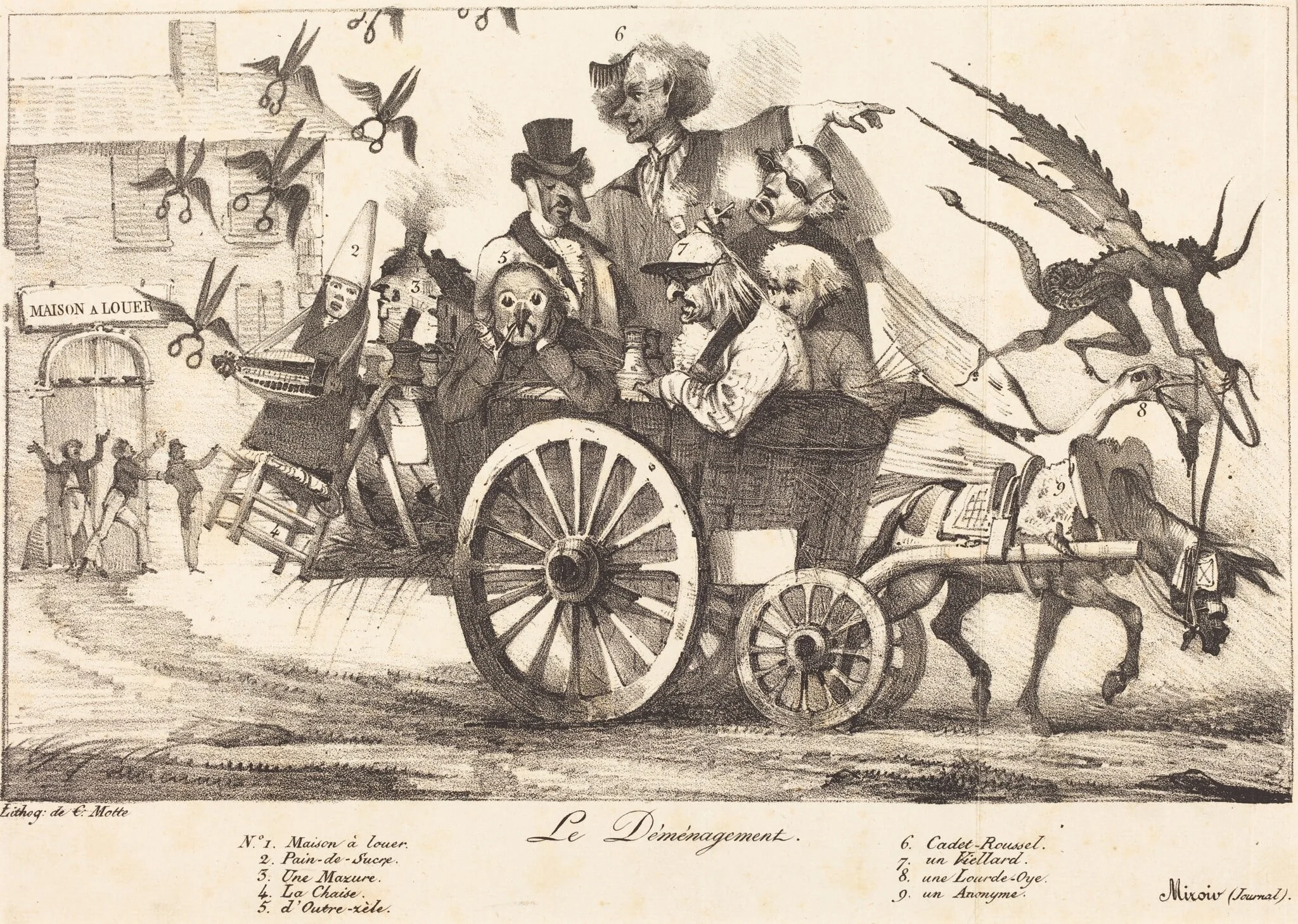 Le Déménagement de la Censure, by Eugène Delacroix, ink, 1821