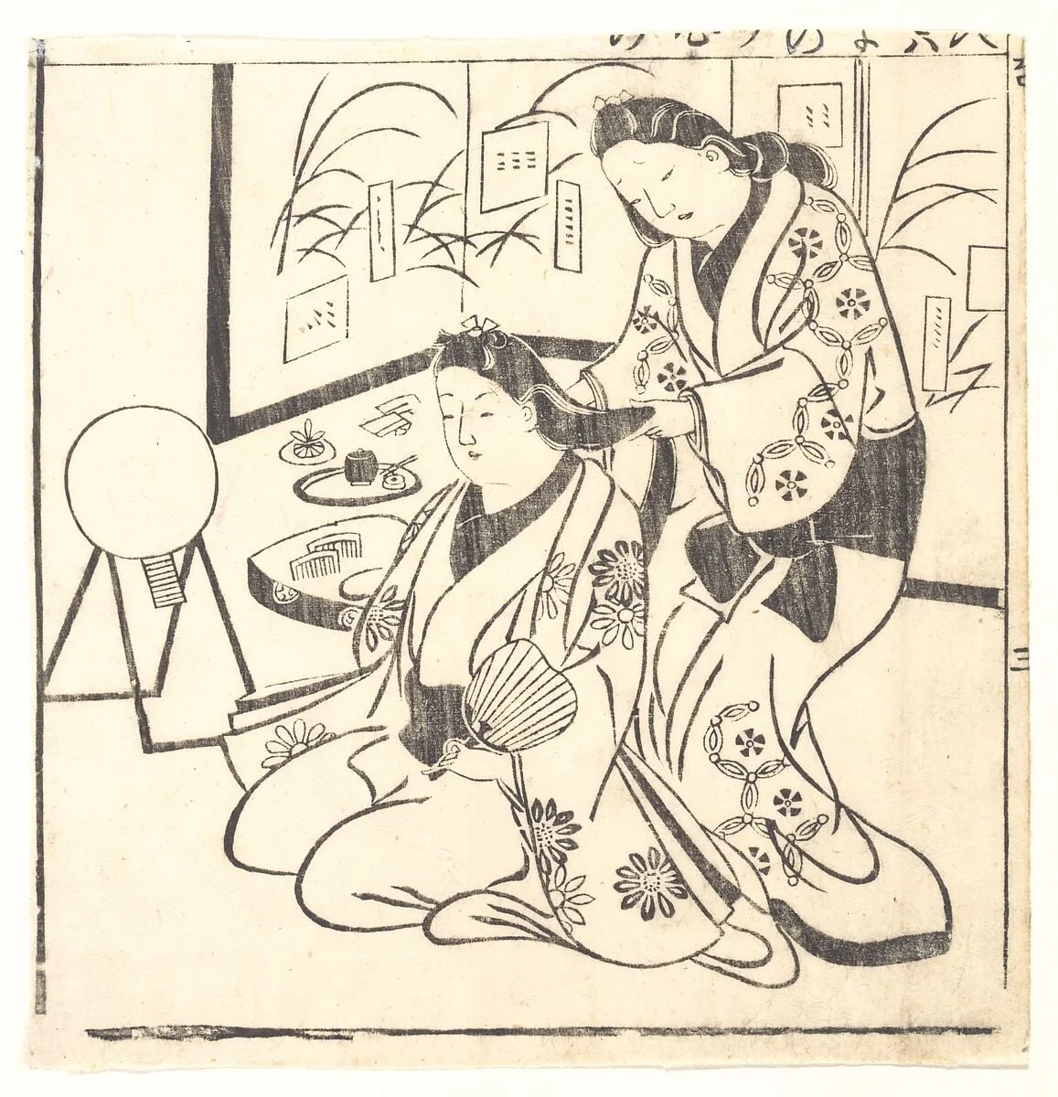 Untitled, by Hishikawa Moronobu 菱川師宣, ink, 1660