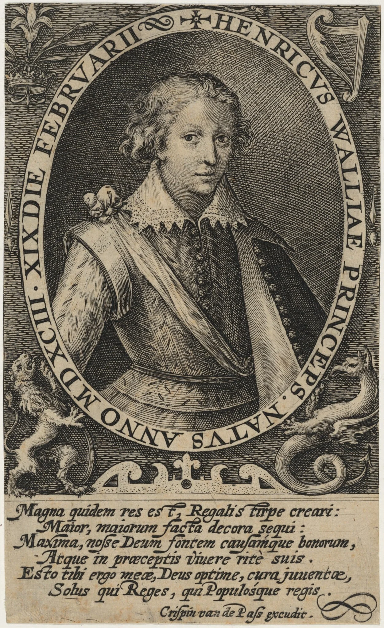 Henry Frederick, Prince of Wales, by Crispijn van de Passe I, ink, 1604