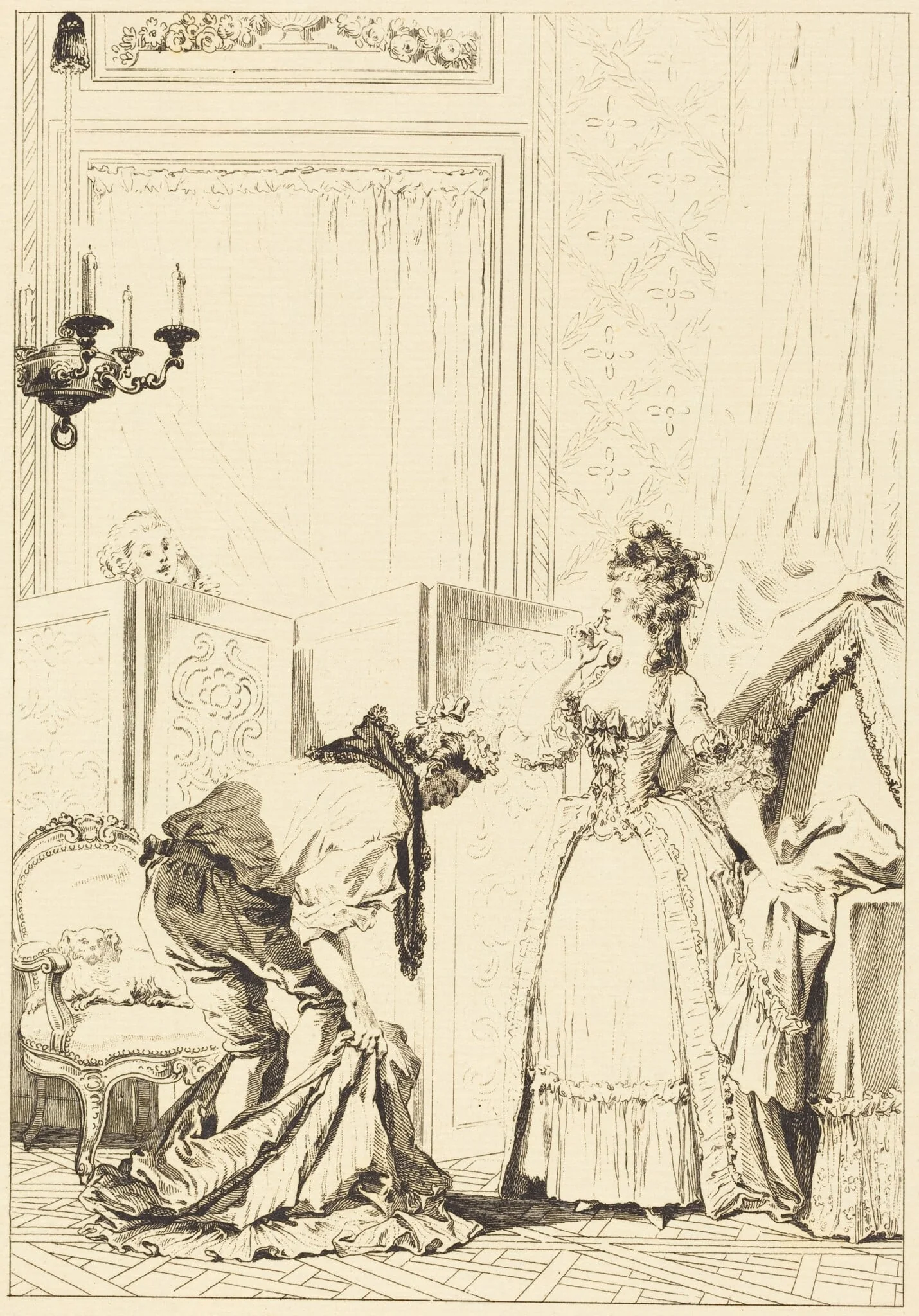 Le cocu battu et content, by Jean-Louis Delignon, ink, 1780