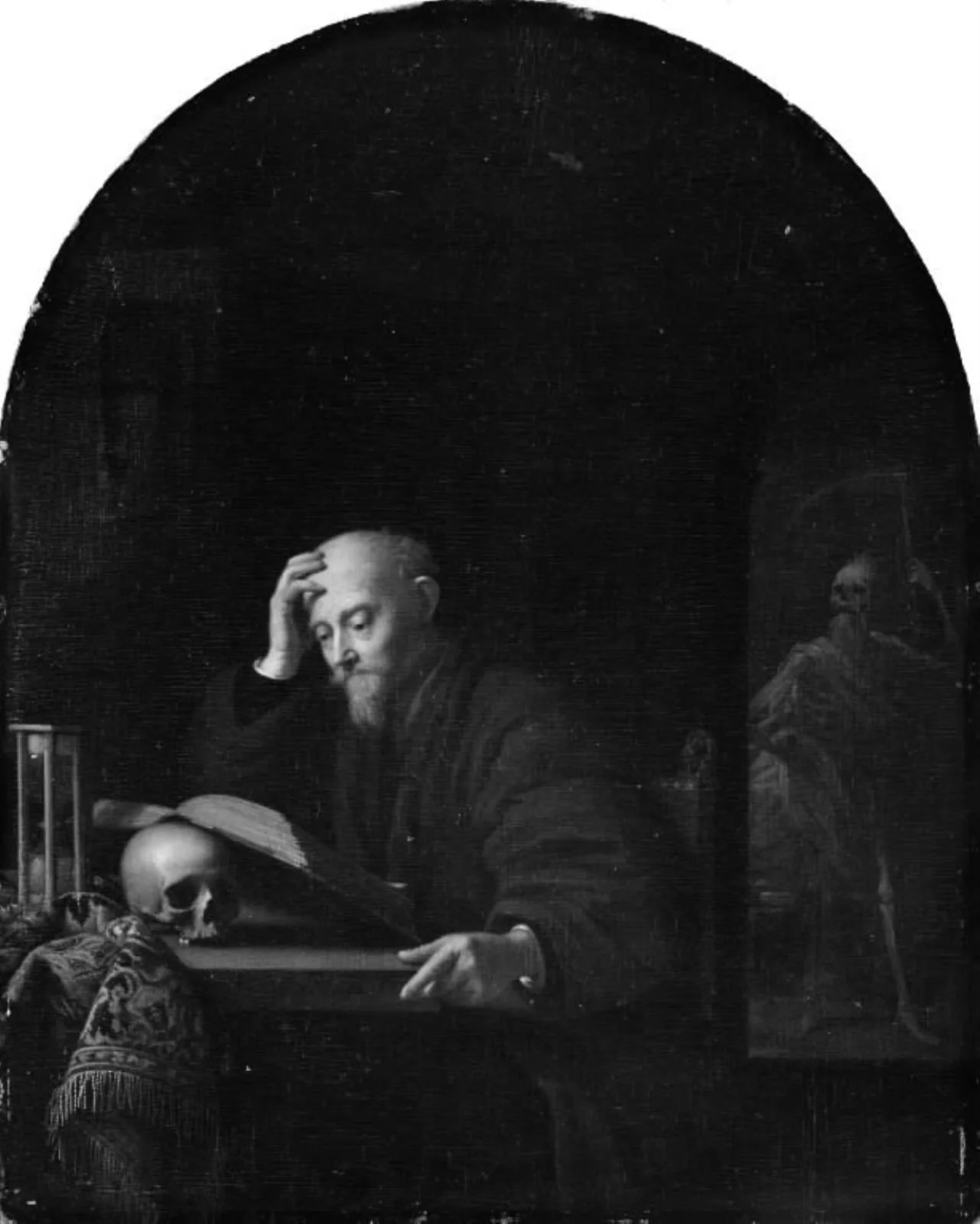 The Scholar and Death, by Unknown, 1675