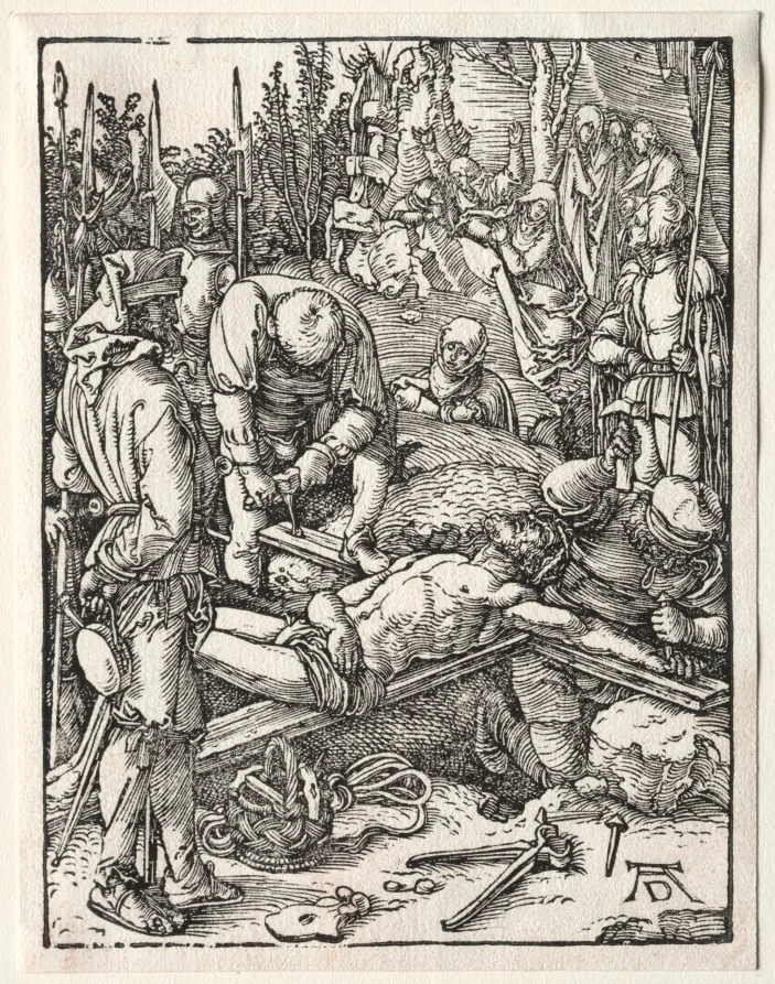 The Small Passion:  Christ Being Nailed to the Cross, by Albrecht Dürer, 1510