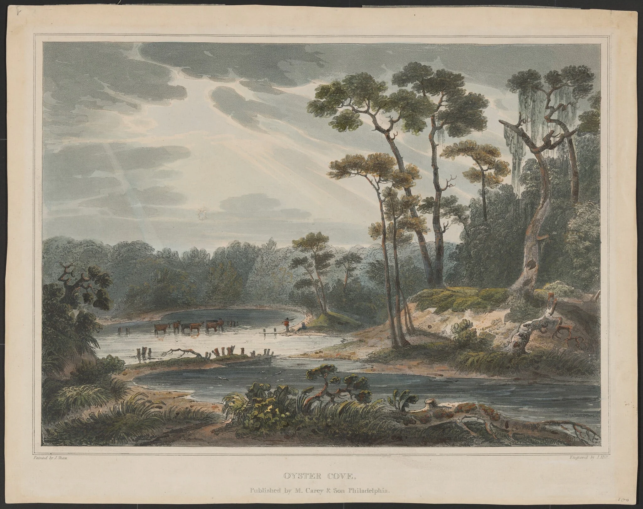 Oyster Cove, by John Hill, watercolor, 1820
