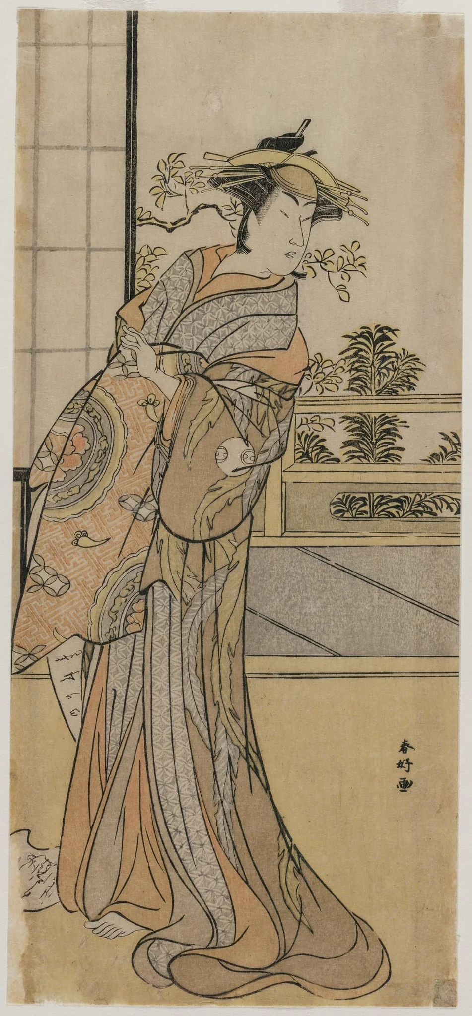 Arashi Murajiro as a Courtesan Holding a Letter, by Katsukawa Shunkō, 1784