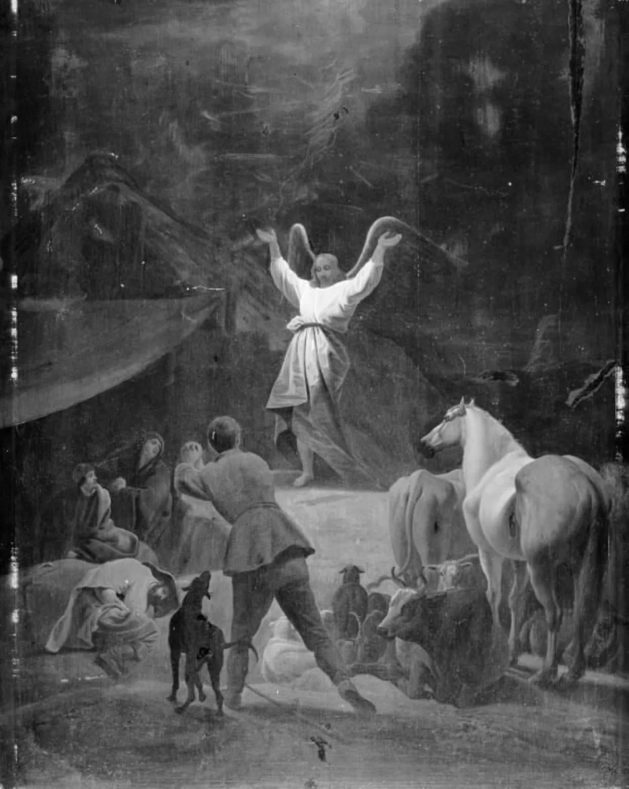 En engel åbenbarer sig for hyrderne, by Unknown, 1650