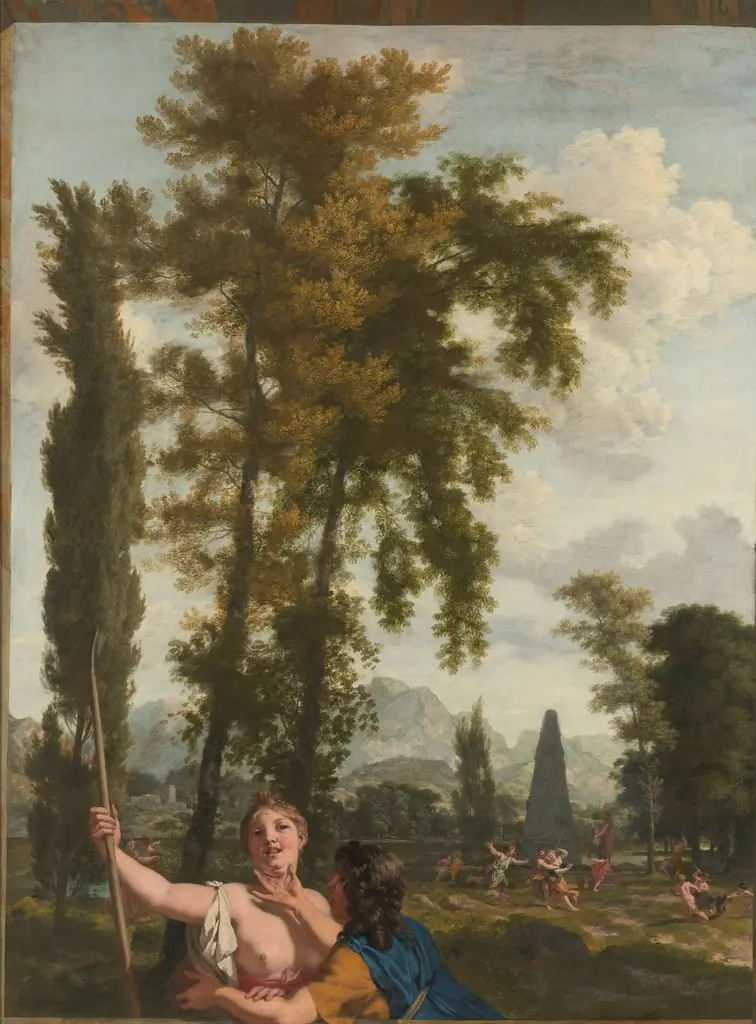 Italian landscape with shepherd and shepherdess