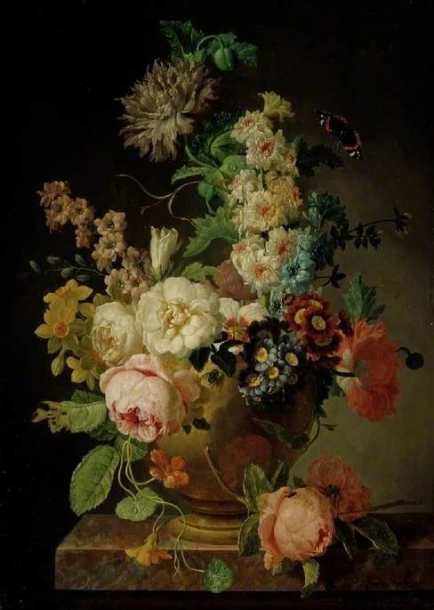 A vase of flowers, by Pieter Faes, oil, 1796