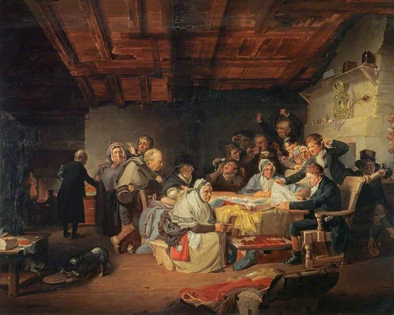 Reading the Will, by William Home Lizars, oil, 1811